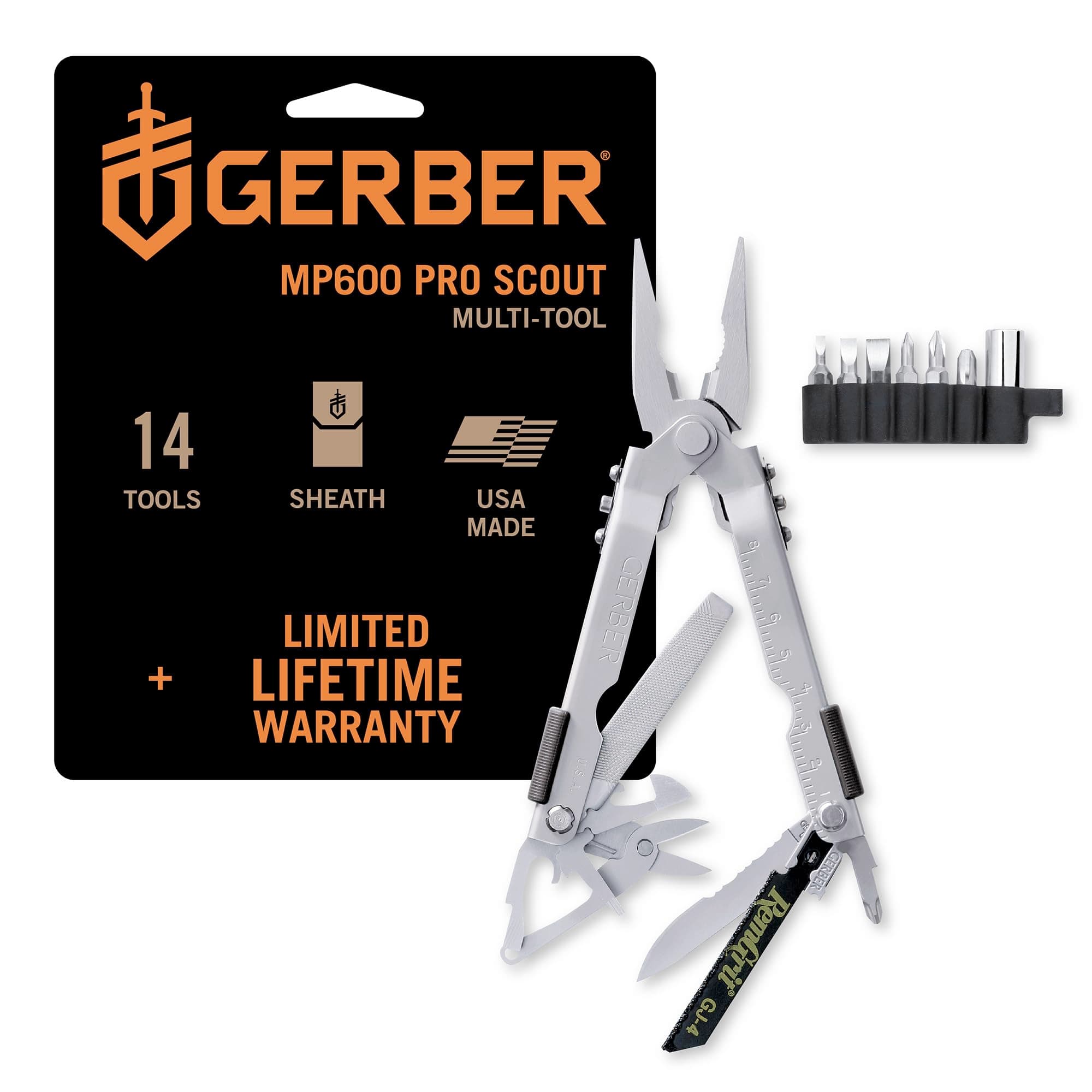 MP600 Pro Scout Multi-Plier, Needle Nose, Stainless, with Tool Kit [07564]