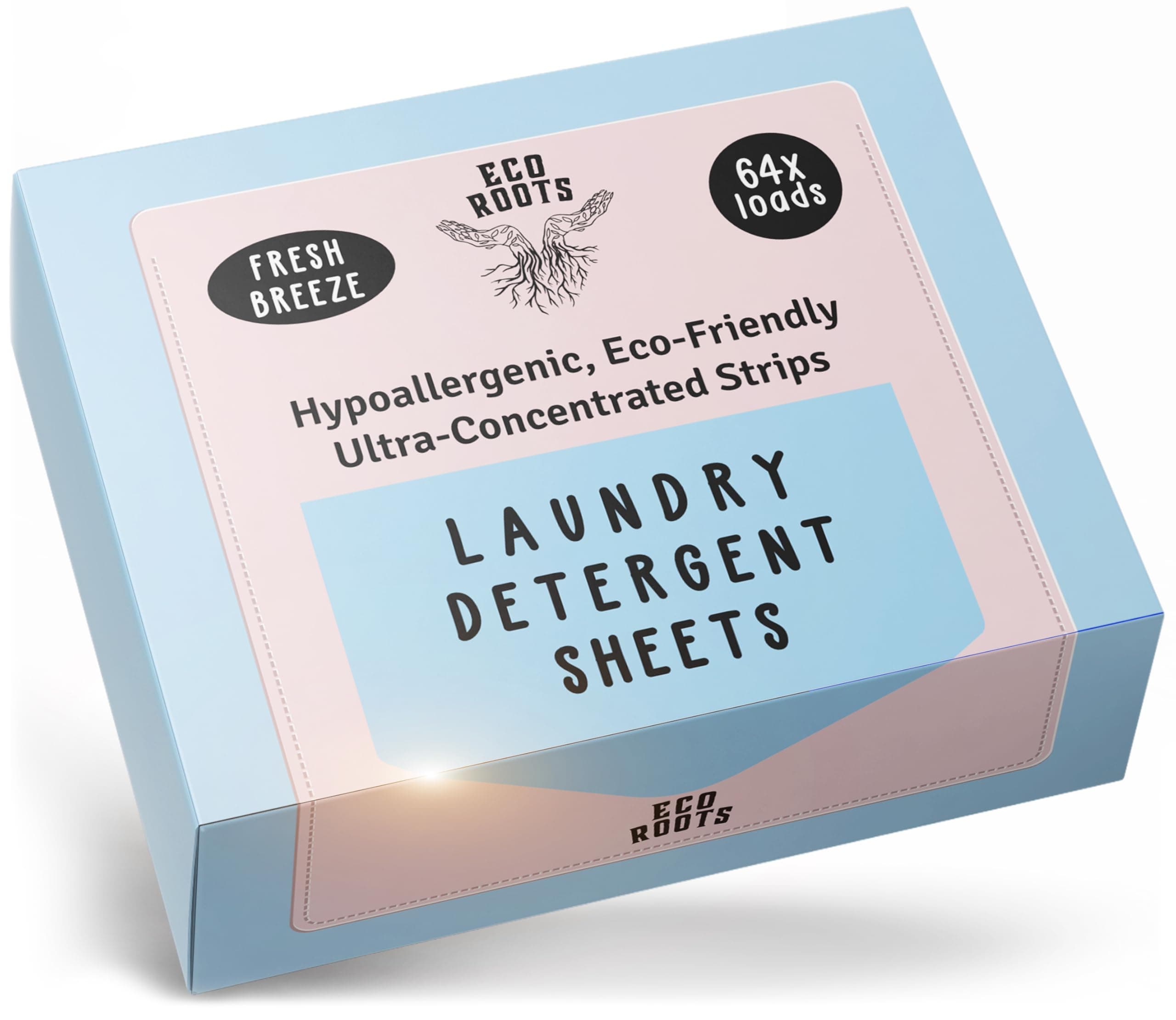 Laundry Detergent Sheets – 64 Loads Eco-Friendly Fresh Breeze Laundry Sheets, Travel Size, Biodegradable & Hypoallergenic – Zero-Waste Detergent Alternative
