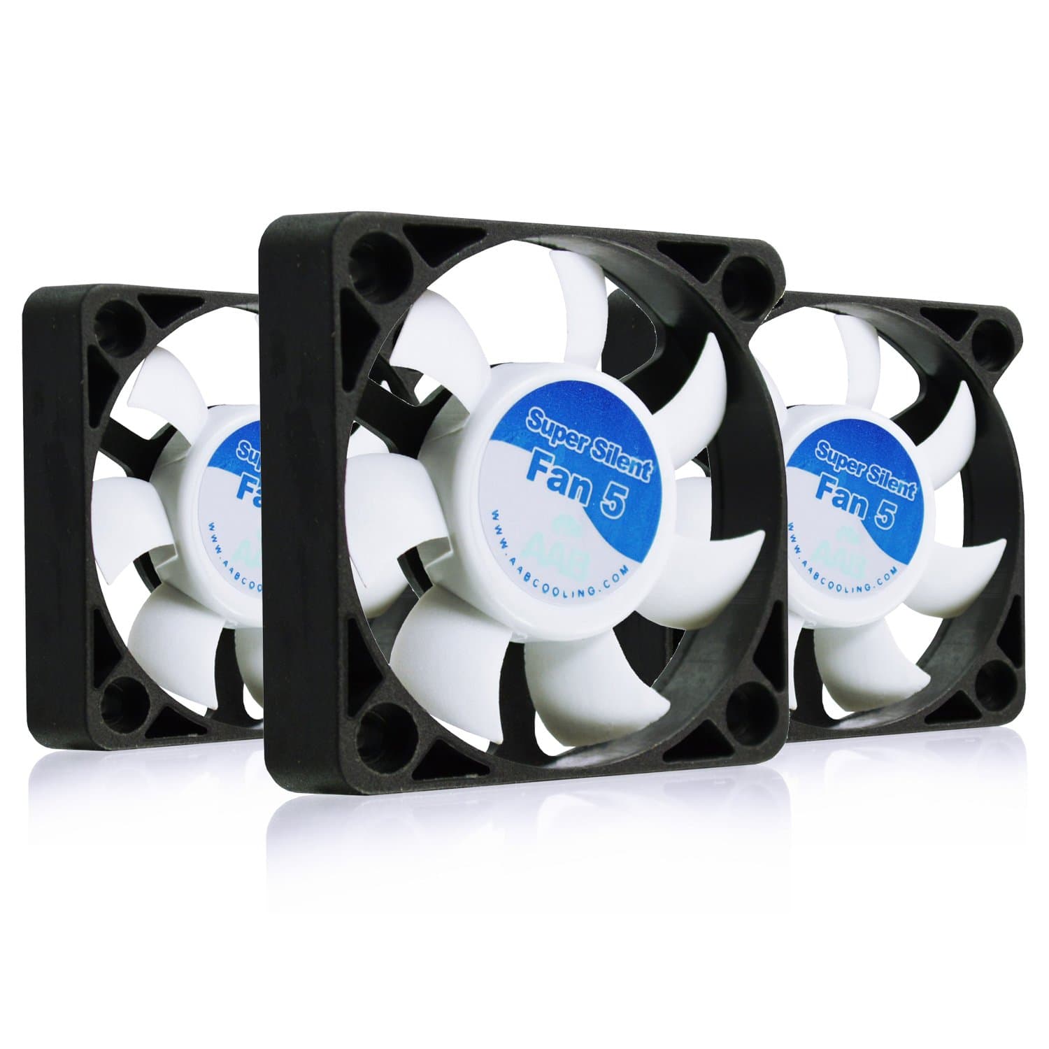 AAB Cooling Super Silent Fan 5 - Silent and Efficient 50mm Fan with 4 Anti-Vibration Pads - Value Pack 3 Pieces, Airflow Fan, Computer Fan, 3D Printer Fan, Silent Case Fan