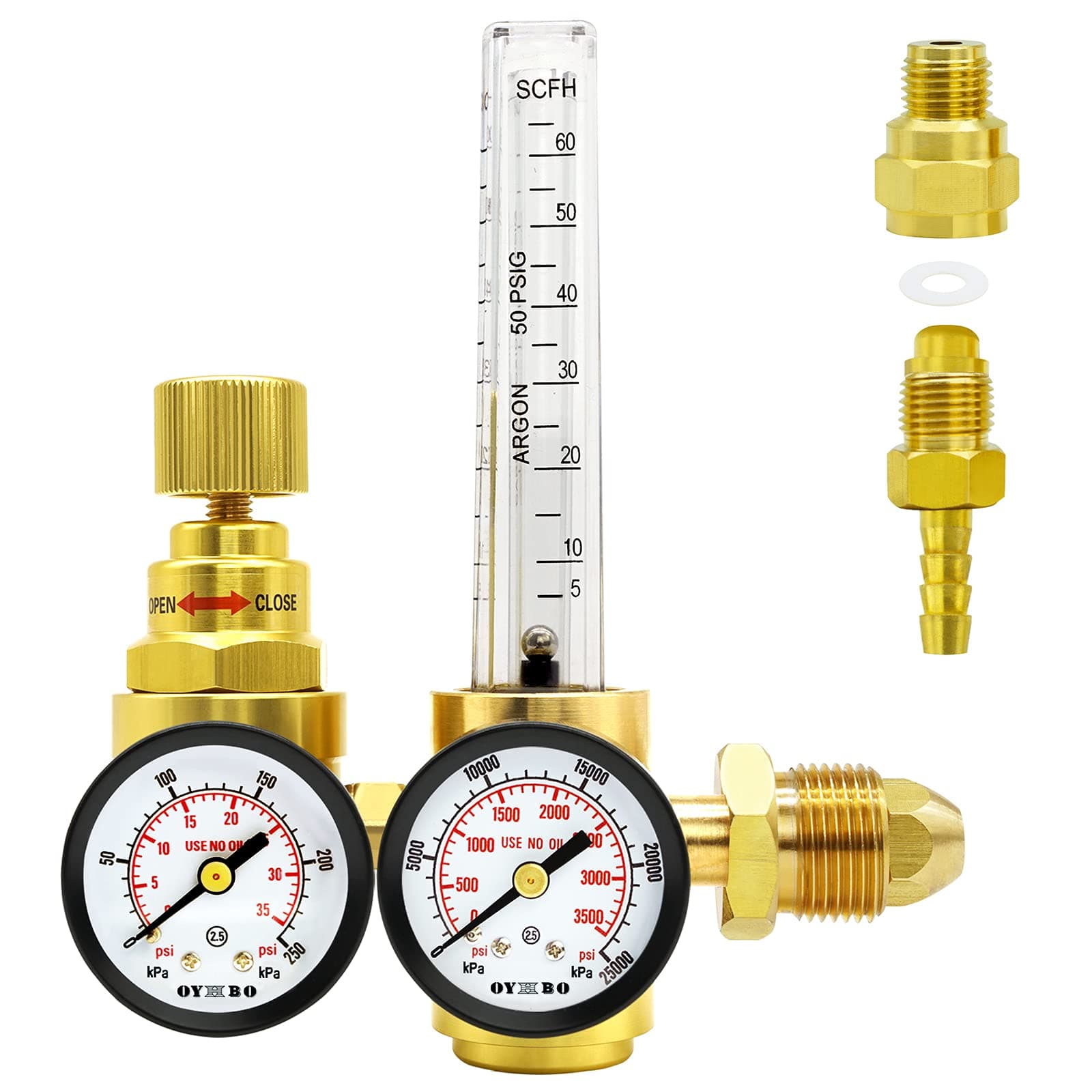 Argon CO2 MIG TIG Flow Meter Gas Regulator Dual Gauges Gas-saving for Welding Welder
