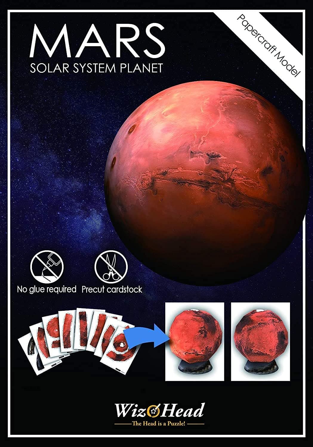 WIZHEAD - THE HEAD IS A PUZZLE! - Mars Solar System, Red Planet, Paper Craft Model, 3D Assembly Home Décor, Educational Birthday Gift