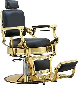 Antlu Barber Chair Salon Chair, Vintage Heavy Duty 700lbs Hair Styling Chairs for Barbershop Beauty Tattoo Massage (Black-Golden)