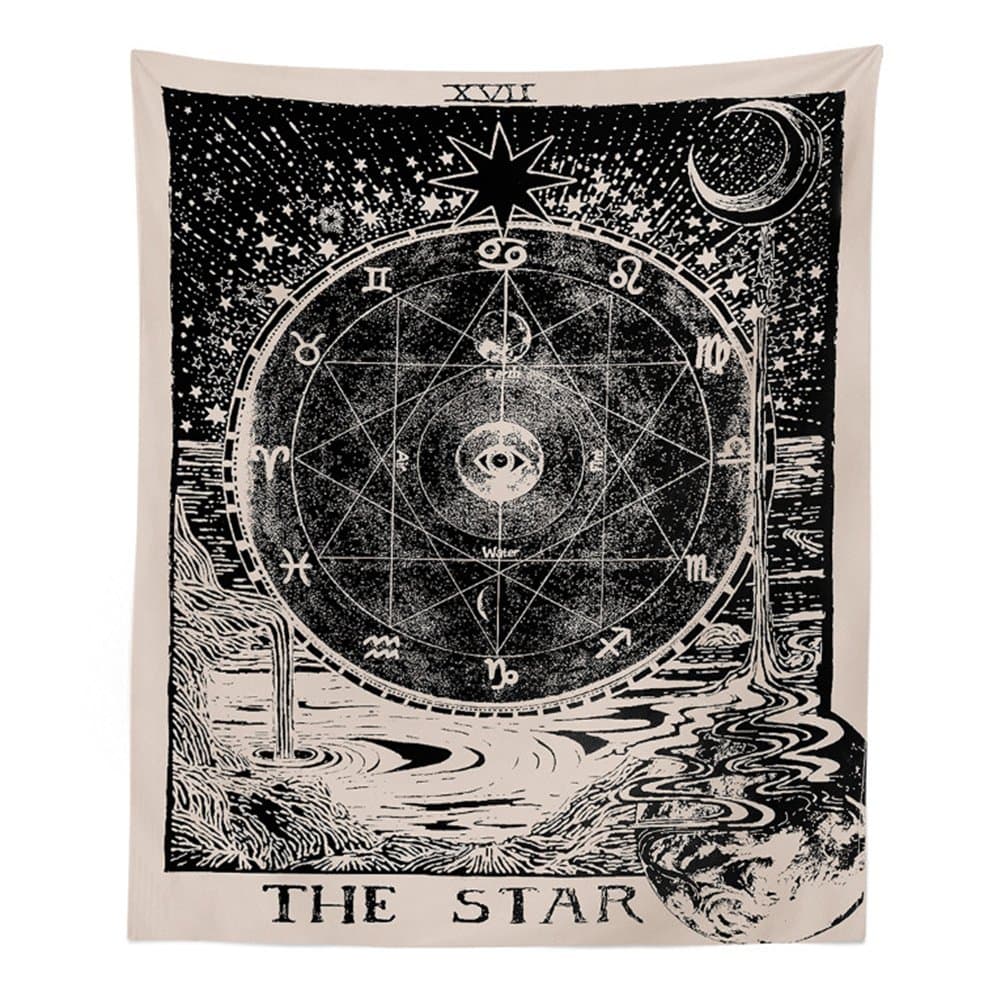 DueWork Traditional Altar Tarot Fortune Telling Tapestry The Star Map Wall Art Tapestry Medieval Europe Divination Wall Hanging Throw Mysterious Ethnic Decorative Art Table Cloth Curtain 5951in