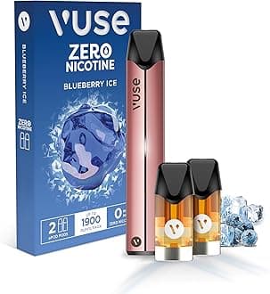 Vuse Pro Vape Kit, Slim Design, Fast Charging, Splash-Resistant, reusable vape, rechargeable vape, refillable vape, with Blueberry Ice 0mg vape pods x2, no nicotine, no tobacco, Rose Gold