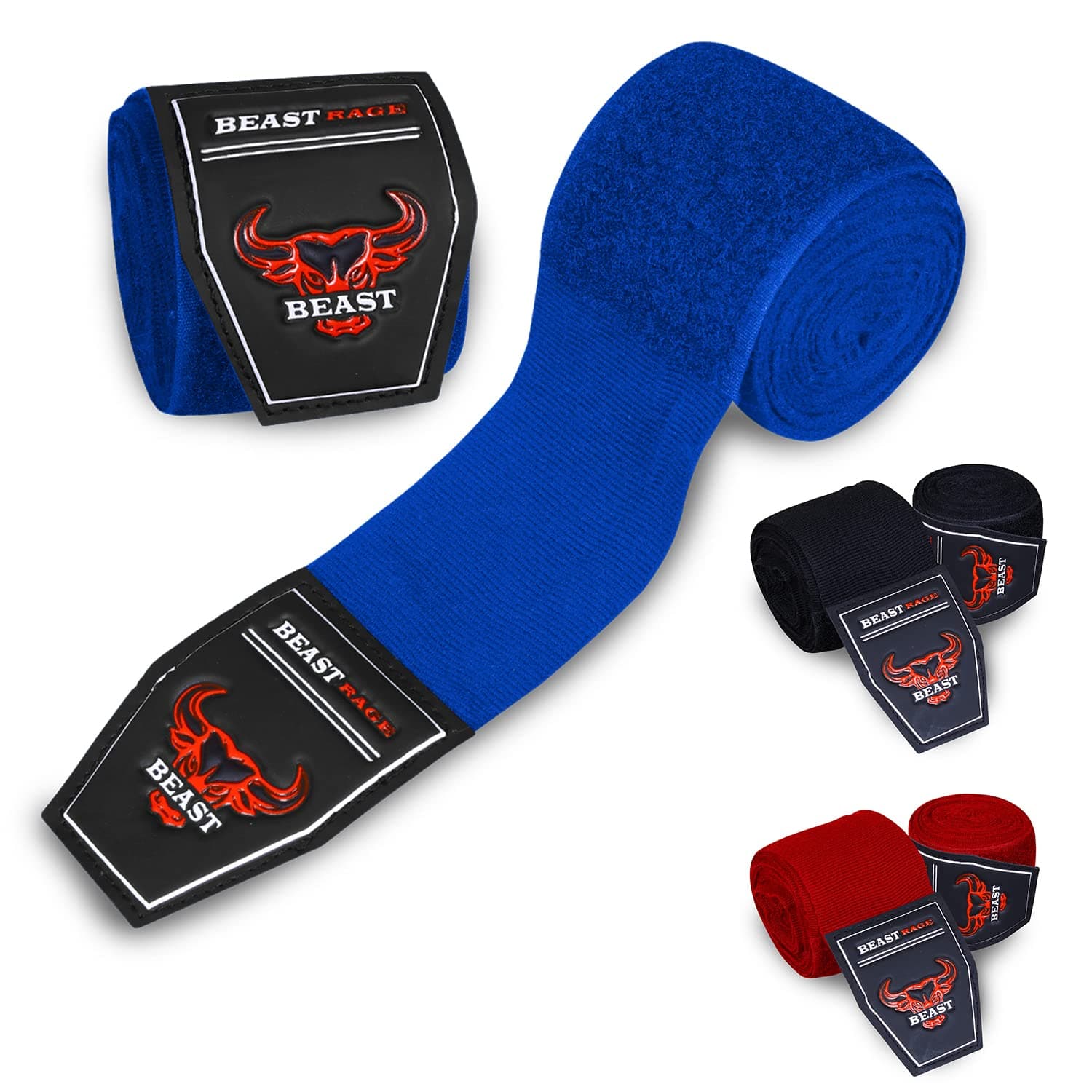 BEAST RAGE Boxing Hand Wraps 2.5/4.5 Meter Martial Arts Bandages Inner Gloves Wrist Support Straps Punching Under Hand Knuckles Heavy Elasticated Training Bag Mitts Muay Thai