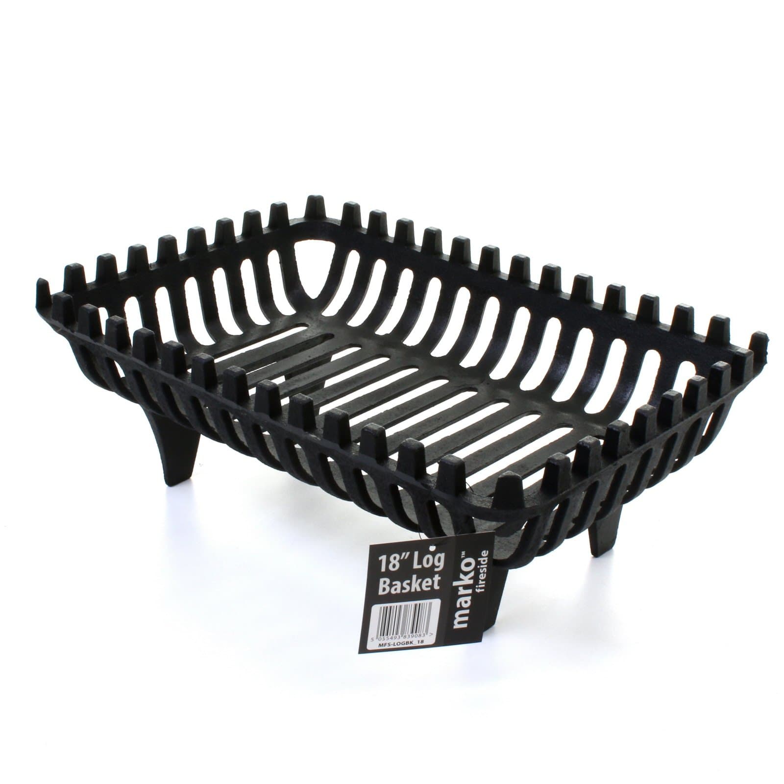 Marko Fireside 18" Log Basket Fire Grate Cast Iron Coal Wood Holder Black Metal Fireplace