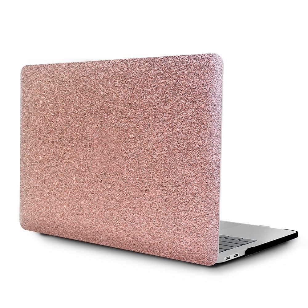 KKTECH Leather Protective Case for MacBook Pro 13 inch 2022 2021 2020-2016 Release A2338 M1 M2 A2289 A2251 A2159 A1989 A1706 A1708, Sinlge Sided Leather Hard Shell Case CoveR (Glitter-Rose gold)