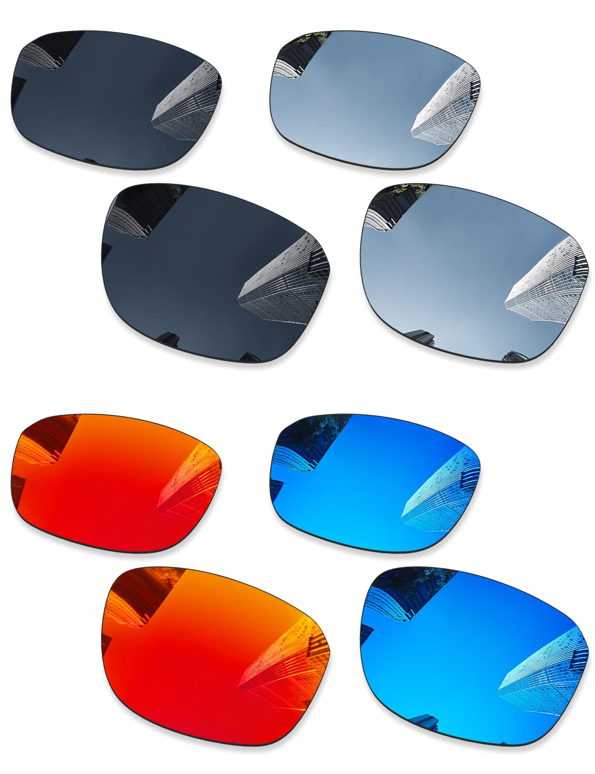 Combine8 4 Pairs Ploarized Replacement Lenses for Oakley Split Shot OO9416 Sunglasses - Black + Silver Titanium + Ice Blue + Fire Red