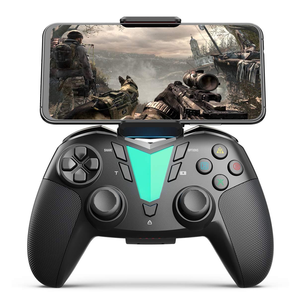 Mobile Game Controller Compatible with iPhone iPad(Ver.13 or Later, Only for MFi Games) / Android Smart Phone(Just for Ver.10) / PS4, ONE Pro Wireless Gaming Gamepad Joystick - Black