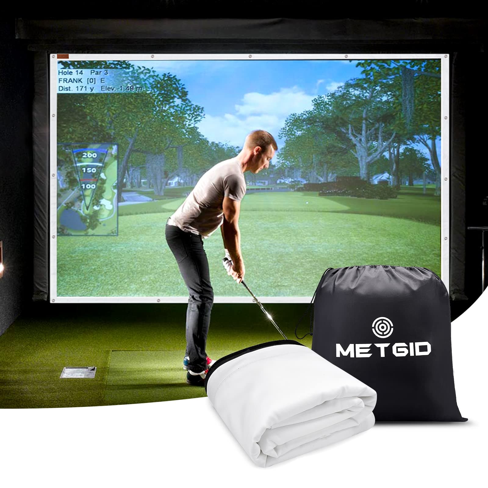 Golf Simulator Impact Screen for Golf Training,16pcs Grommet Holes Family Indoor Series Available in 4 Sizes