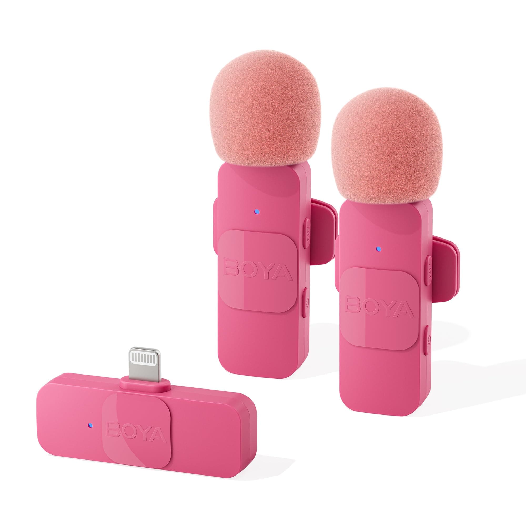 Wireless Lavalier Microphone for iPhone iPad Phone Omnidirectional External Mini Lapel Lightning Microphone for iPhone Clip-On Mic for Video Recording Podcast YouTube Live Streaming (Pink)