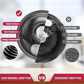 Stove Drip Pan for Electric Stove Top, Compatible with Frigidaire 10% Energy Save by Enamel Spraying Prevent Bending and Rust Includes a Set of 4 Oven Burner Drip Pans, Black