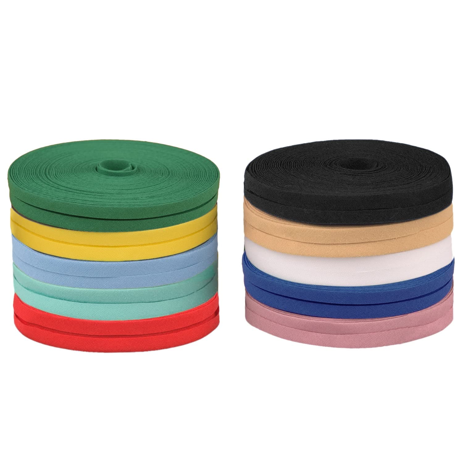 10 Rolls Solid Color Double Fold Bias Tape 1/2" Bias Tape Bias Binding Tape Sewing Piping Hemming Tape