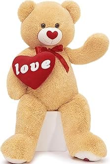 MorisMos Love Heart Red Giant Teddy Bear, I Love You Bear Plush Stuffed Animal Valentines Gift Girlfriend Boyfriend, Birthday, 35.5 Inch