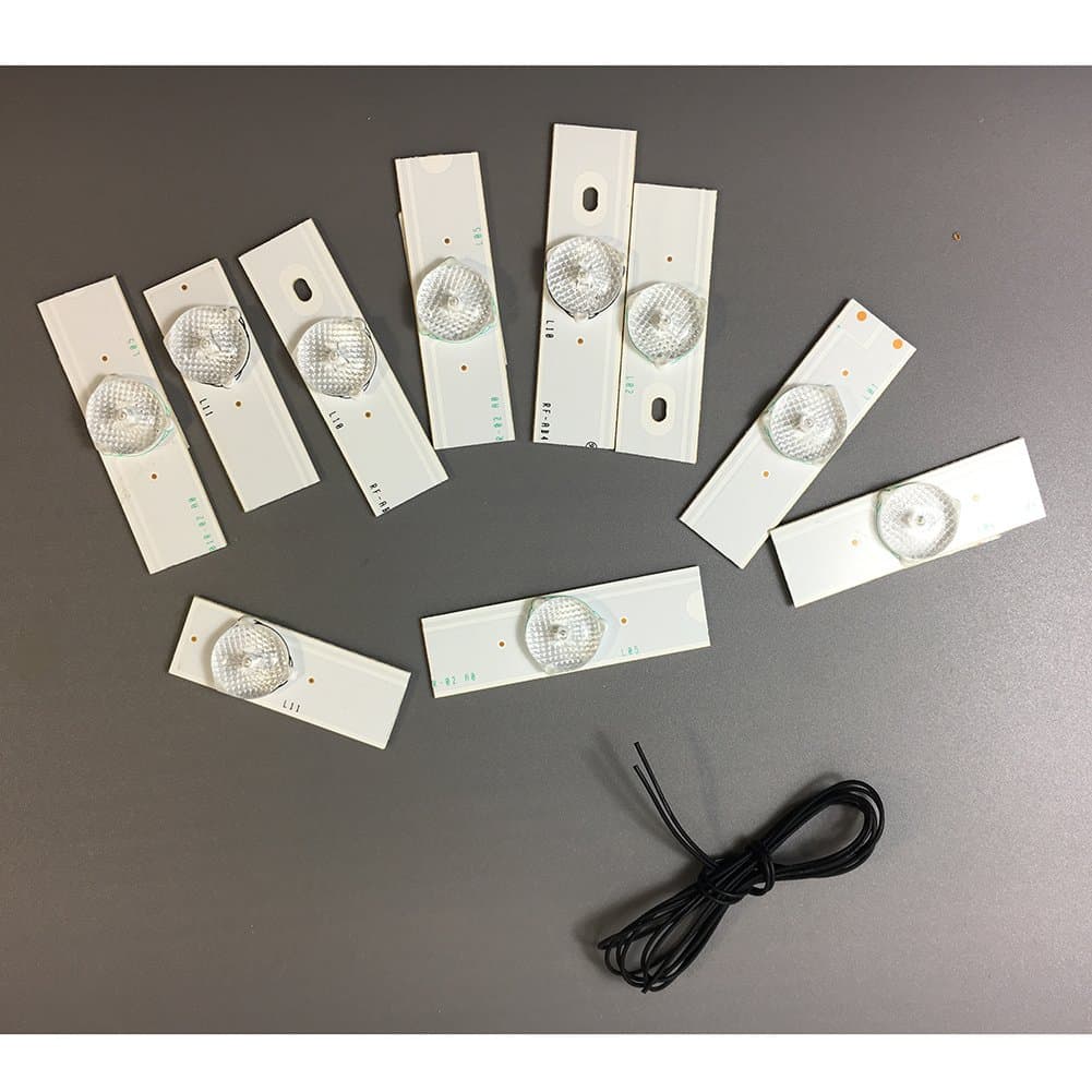 2 Pack x Led Strips 3v Bulbs Diodes 32-65 inch Tv Optical Lens Fliter Backlight w/Cable Double-Side Tape 10pcs/Pack