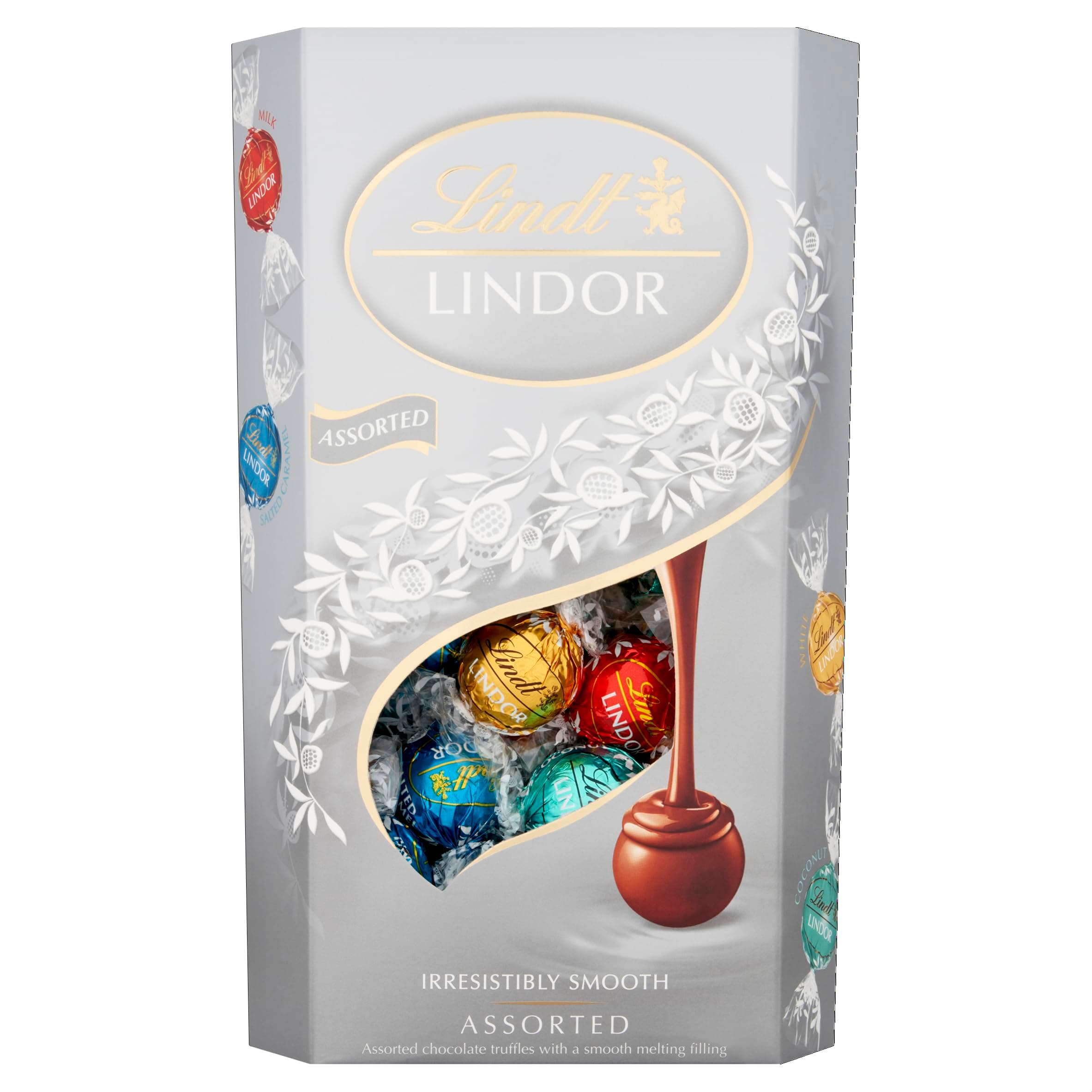 LindtLindor Silver Assorted ChocolateTruffles Box Extra Large - Approx 48 balls, 600g - Chocolate Truffles with a Smooth Melting Filling - Birthday, Congratulations