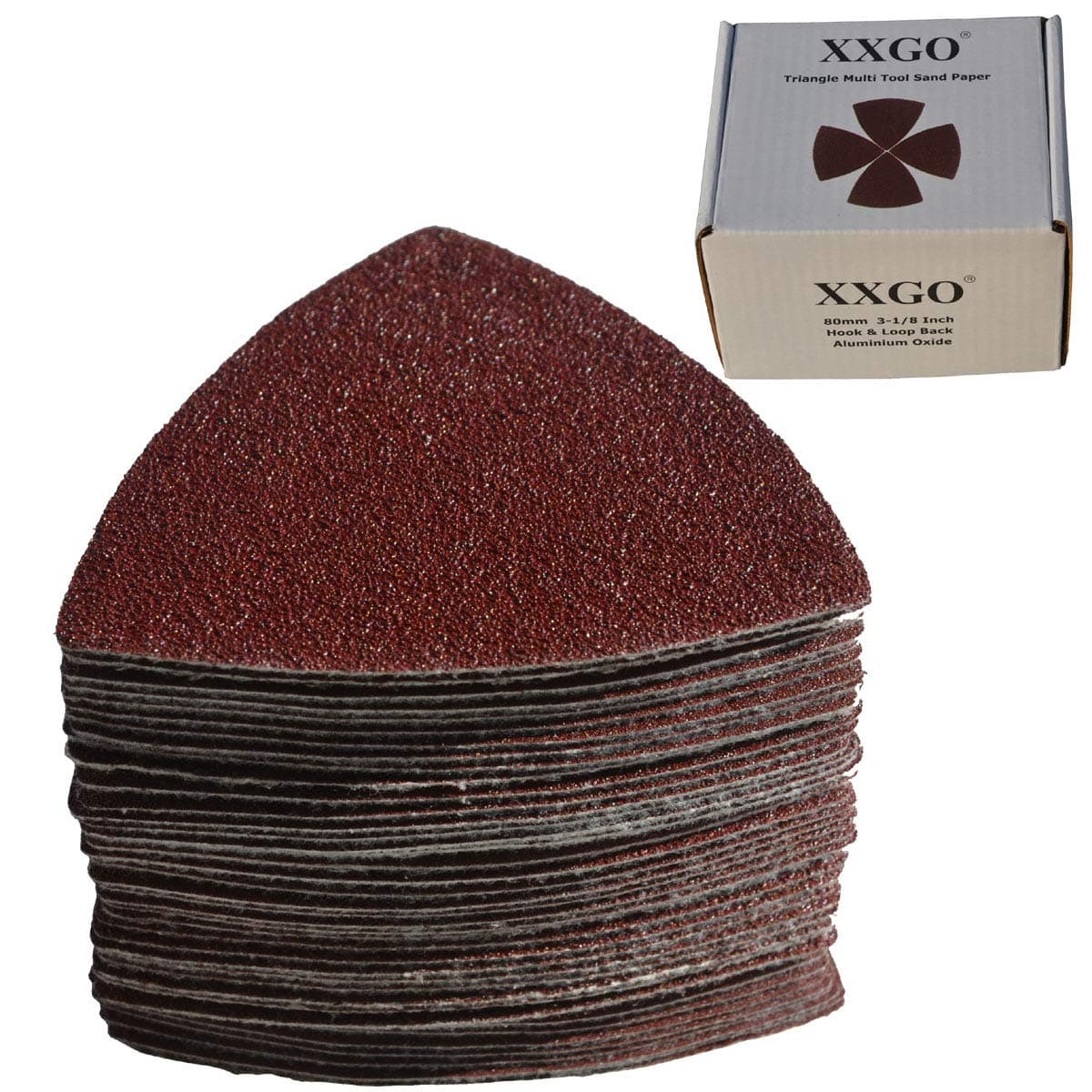 Triangular Oscillating Multi Tool Sanding Pads 3-1/8 Inch 80mm Assorted Grit 60/80/100/120/240 Grits Pack of 55 Pcs No.XG5501