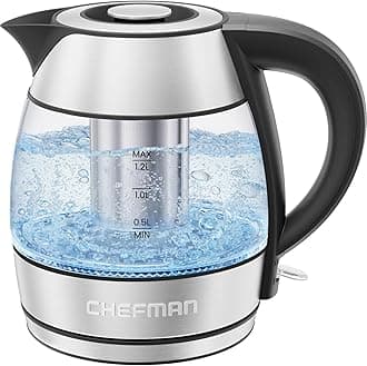 Electric Kettle - 1.2L 1500W Hot Water Tea Pot with Infuser, BPA Free, Auto Shut Off, Boil-Dry Protection, Removable Lid, LED Light, Cordless Glass Electric Tea Kettle – Stainless Steel