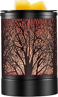 Fragrance Wax Melts Warmer with 7 Colors LED Changing Light Classic Black Forest Design Scent Oil Candle Warmer for Home Black Forest