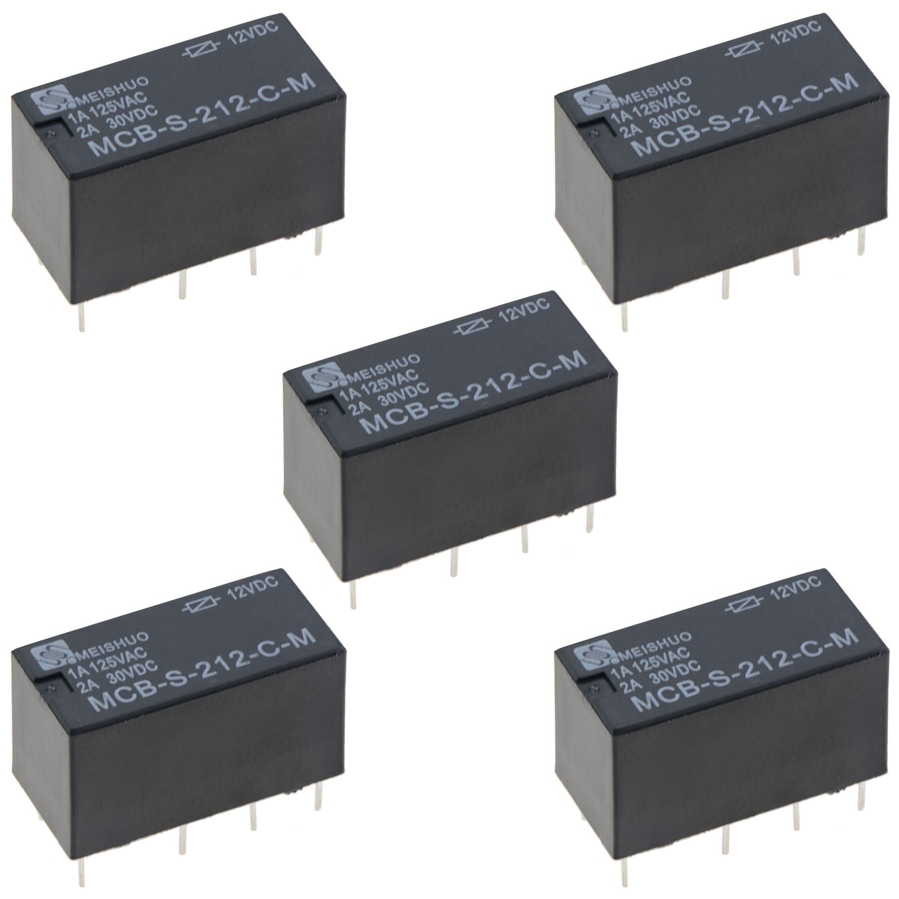 12V Subminiature Changeover Relay 2A DPDT Electronics Replacement Repair (Pack of 5)