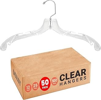 Clear Plastic Hangers 50 Pack - Durable Clothes Hanger for Wardrobe Organization, Essential Plastic Hanger for Garments, Versatile Coat Hangers for Home and Retail Use