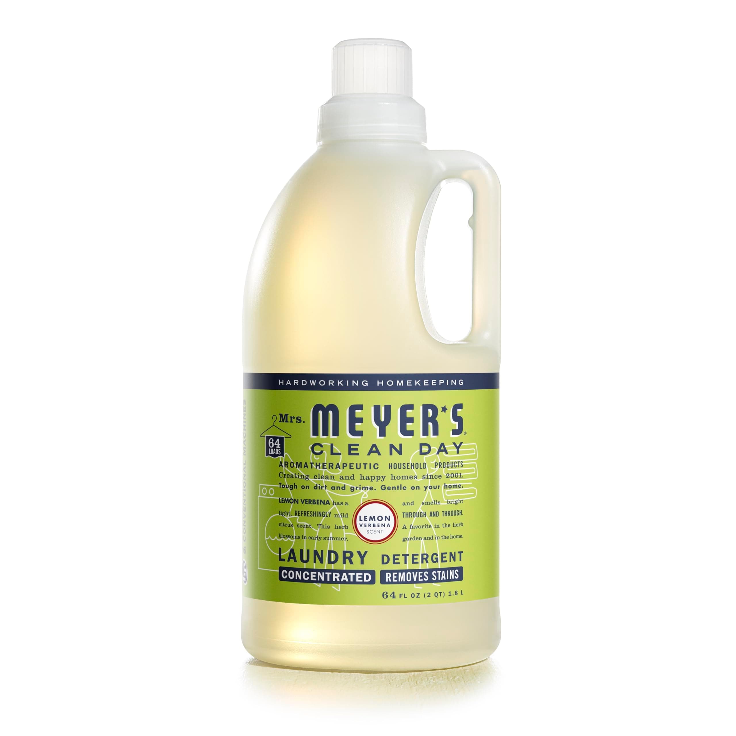 MRS. MEYER'S CLEAN DAY Liquid Laundry Detergent, Infused with Essential Oils, Lemon Verbena, 64 oz (64 Loads)