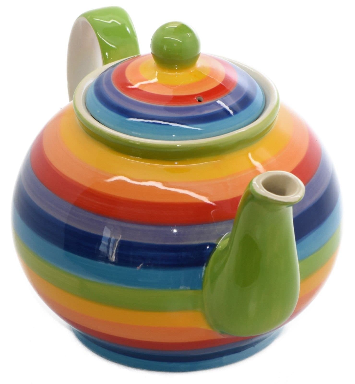 Ceramic Multicoloured Large Rainbow 4 Cup Teapot and Cup and Saucer Set