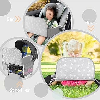 MENZOKE Kids Travel Tray Car Seat Tray for Boys or Girls Travel Gifts with Educational Drawing Board, Tablet Holder & Cooler Cup Holder, Road Trip Essentials for Car Trip, Airplane, Grey