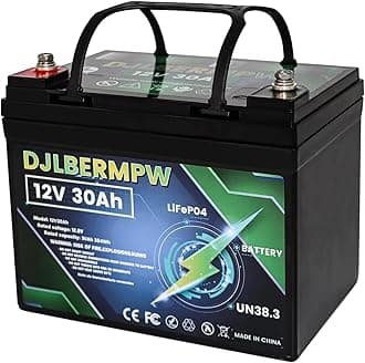 DJLBERMPW 12V 30Ah LiFePO4 Deep Cycle Lithium Battery with 30A BMS for Trolling Motor, Marine, Kids Scooters, Power Wheels, RV