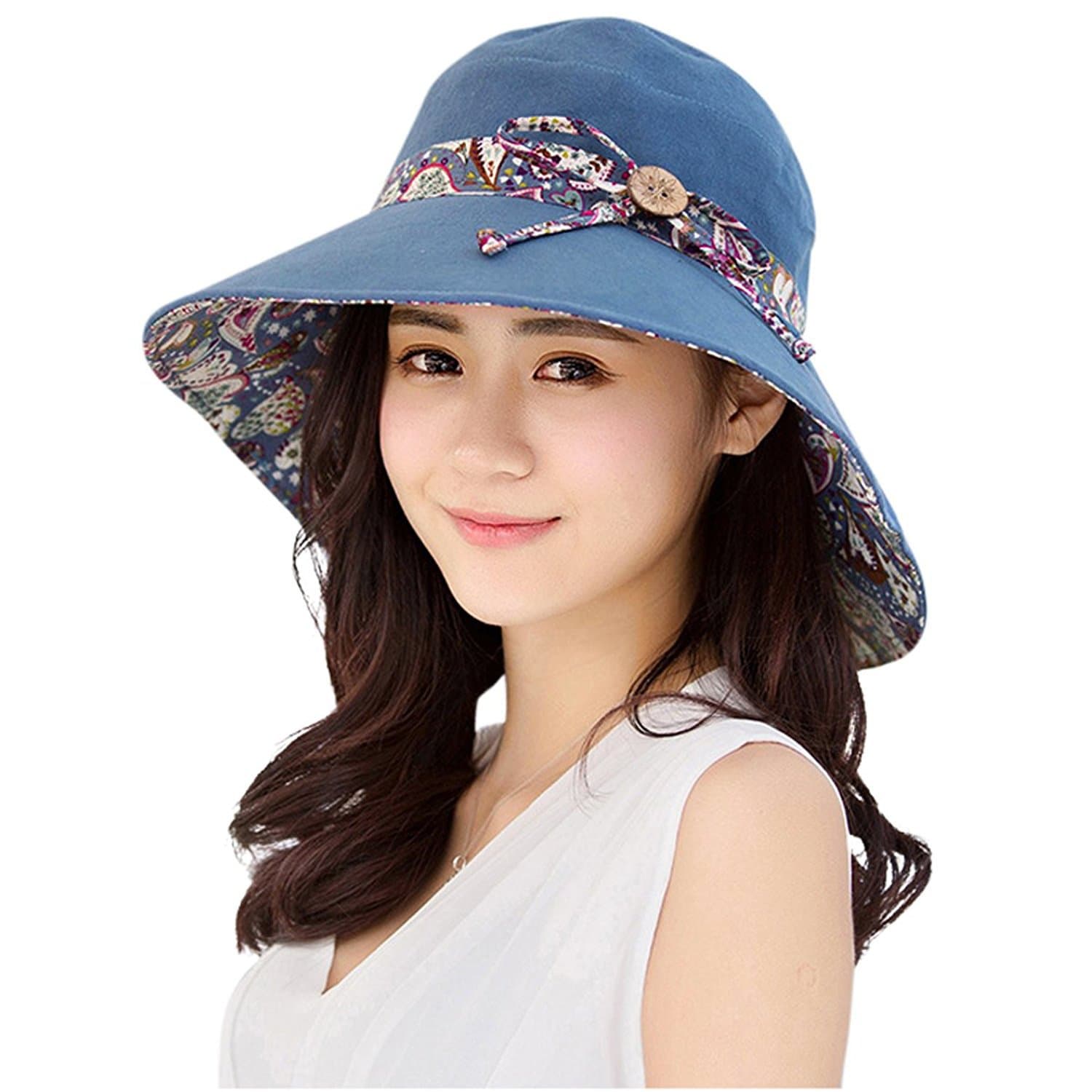 Women's Sun Hat Sunscreen UPF50+ Summer Foldable Beach Dome