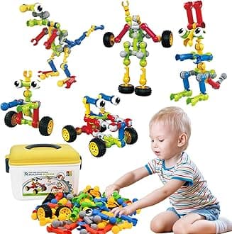 Huaker Building Toys,109 Piece STEM Toys for Kids Ages 3 4 5 6 7 8 9 10 11 12 Years Old Boys and Girls Christmas Birthday Gifts Children Building Blocks Creative and Educational Kids Toys Projects
