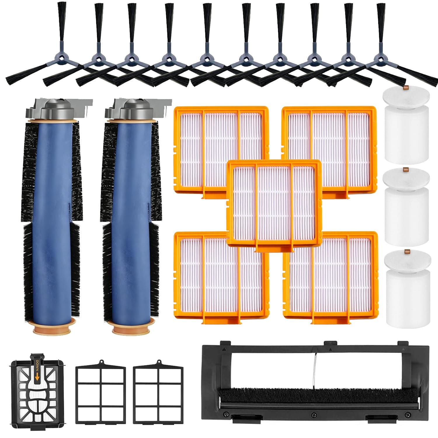 Replacement Parts for Shark AI AV2511AE AV2501S AV2610WA AV2501AE RV2502AE RV2610WA UR2500SR RV2520 AV2510 Accessories Kit :Main Roller Brush/Cover HEPA Filters Foam/Primary Filter Sweep Side Brushes