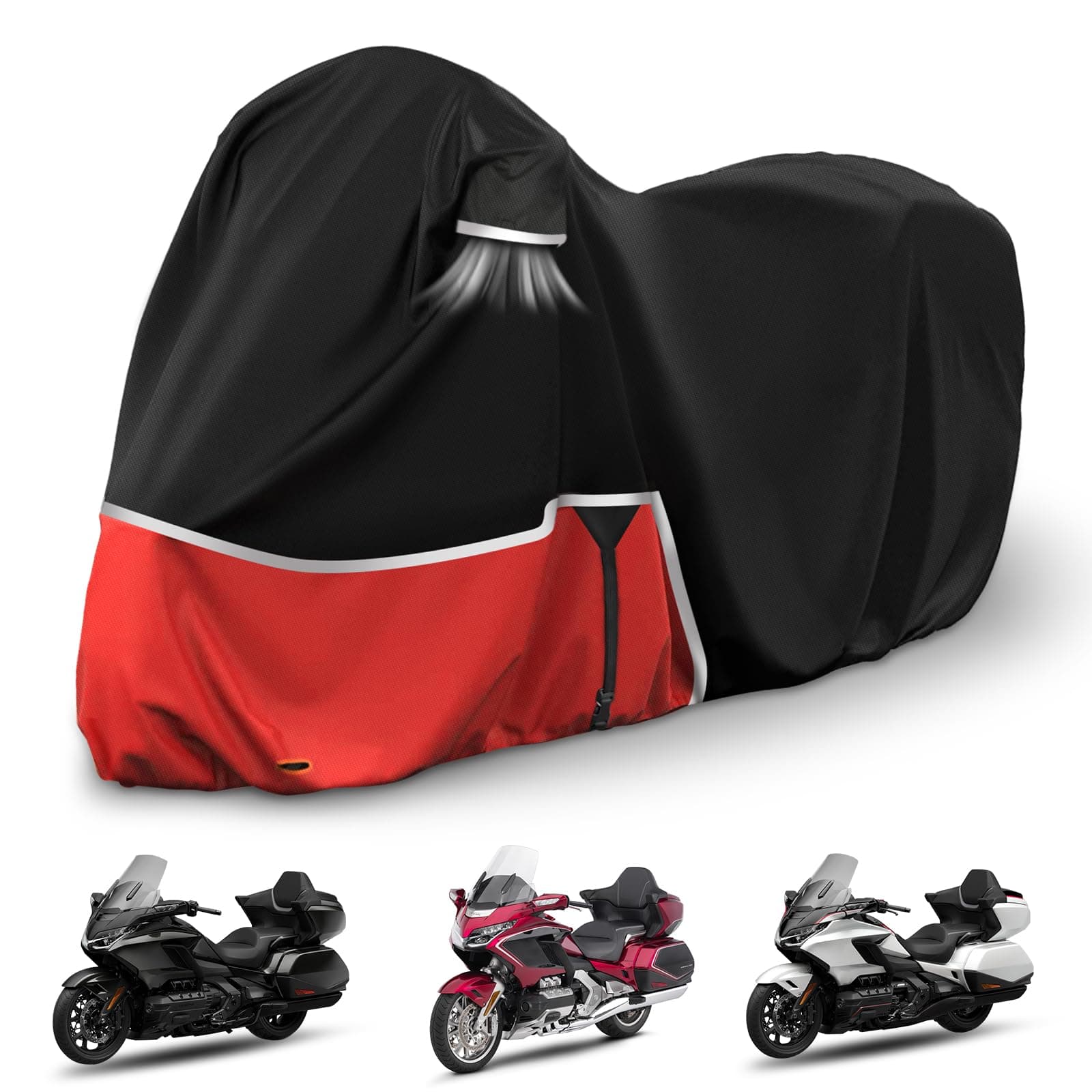 Waterproof Motorcycle Cover Replace for Honda Goldwing with Trunk Models, 420D Oxford Cloth Motorcycle Cover for Snow Rain Dust Protection