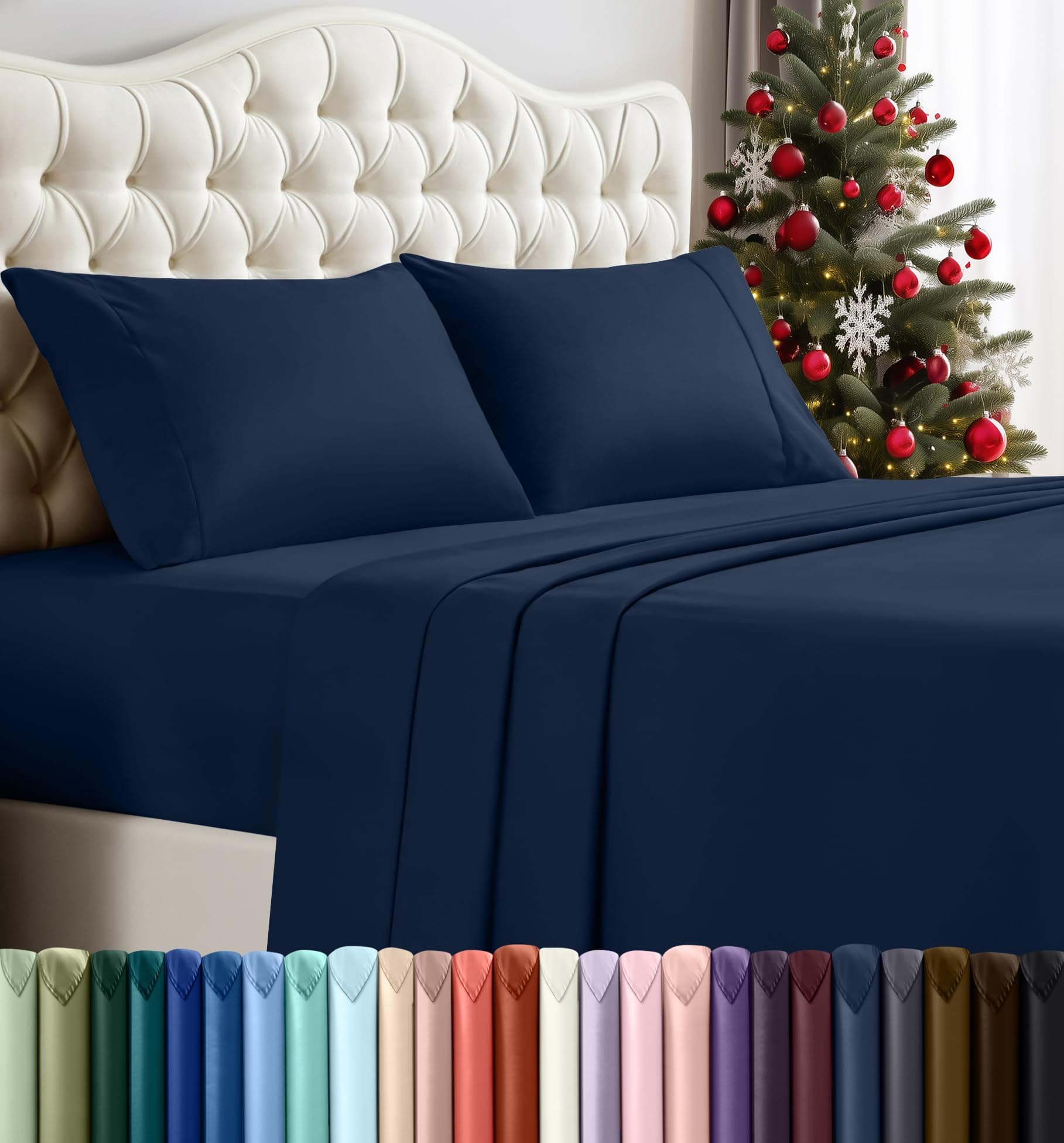 Utopia Bedding Queen Bed Sheets Set - 4 Piece Bedding - Brushed Microfiber - Shrinkage and Fade Resistant - Easy Care (Queen, Navy)