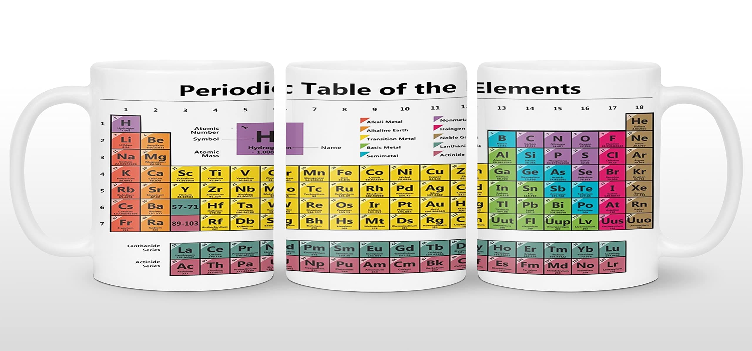 Periodic Table Of Elements White Ceramic Coffee Mug Tea Cup Best Science Chemistry Lover Chart Appreciation Graduation Nerdy Tumbler Gifts for Teachers Students Travel Presents 11 oz