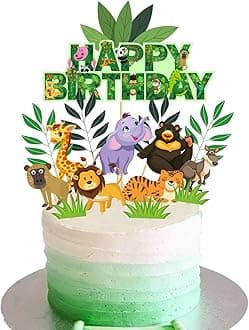 Zyozique Jungle Birthday Party Supplies, 1 Set Jungle Party Supplies Set for Boys and Girls, Include Cup Cake Topper and Cake Topper