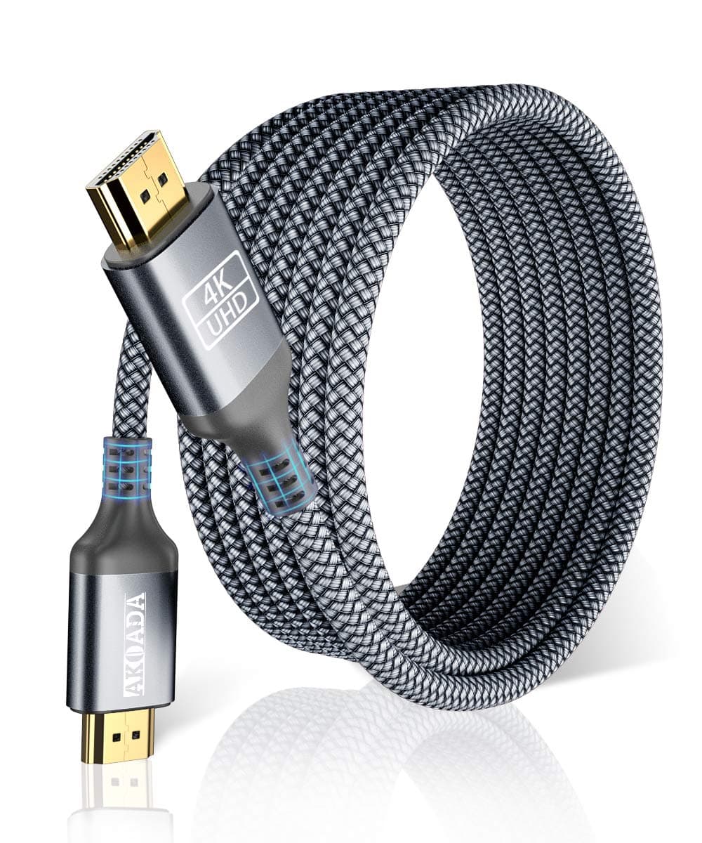 – AkoaDa 4K Long HDMI Cable, 18Gbps High Speed HDMI 2.0 Braided Cable, 4K-60Hz HDR, Ultra HD, 2K, 1080P, ARC Compatible with TV, PC, PS5/4/3, Projector, Monitor ect (Grey, 6M)