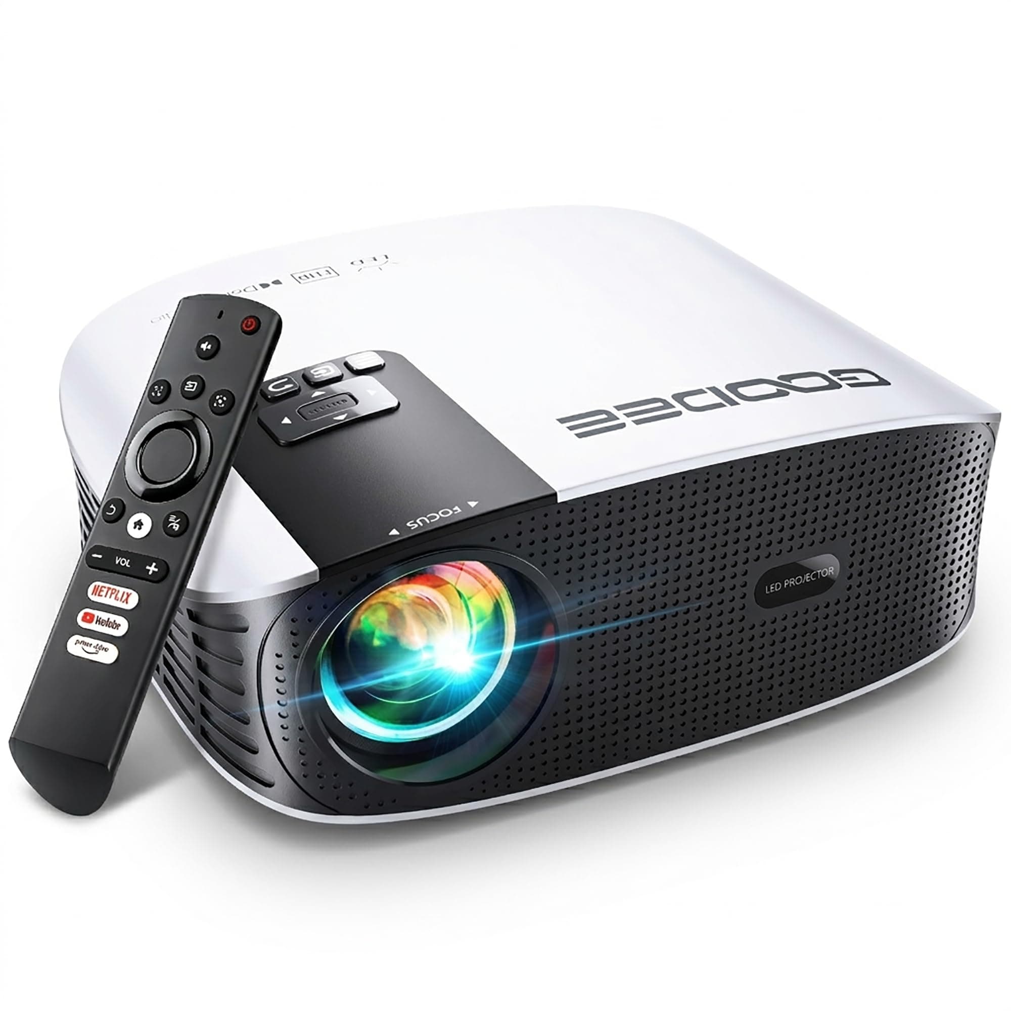 4K Smart Projector with 5G WiFi and Bluetooth, Built-in Streaming Apps, Dolby Audio 400" Outdoor Movie Projector for Home Theater, Compatible with TV Stick, iOS, Android