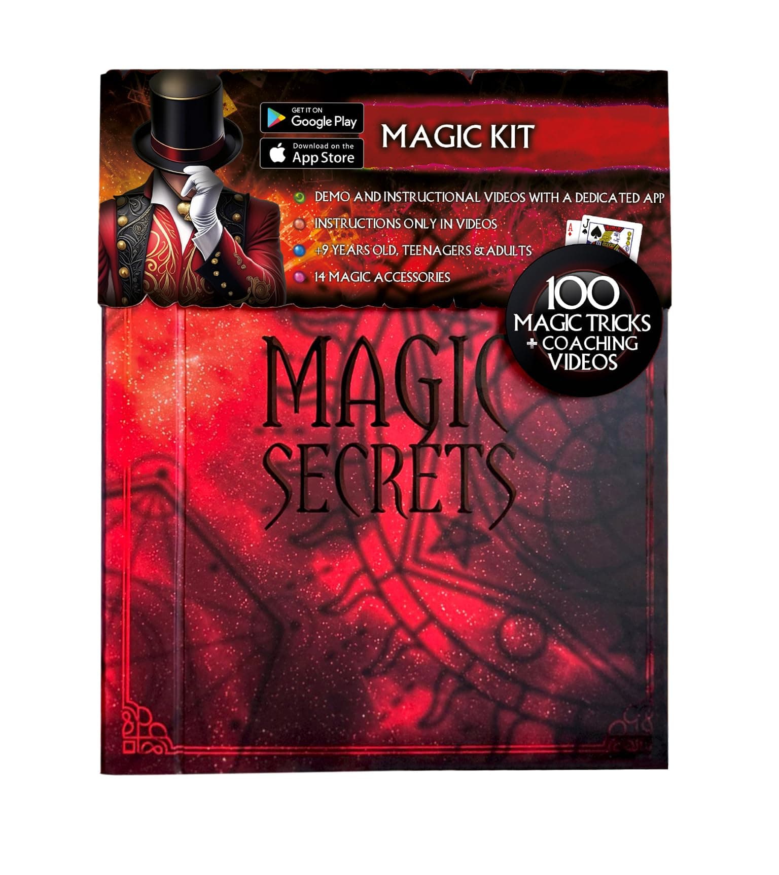 LUGY Magic Set - Adults & Professionals - 100 Advance Magic Tricks - Comprehensive Kit - Video Tutorials & iOS/Android App - Age 9+
