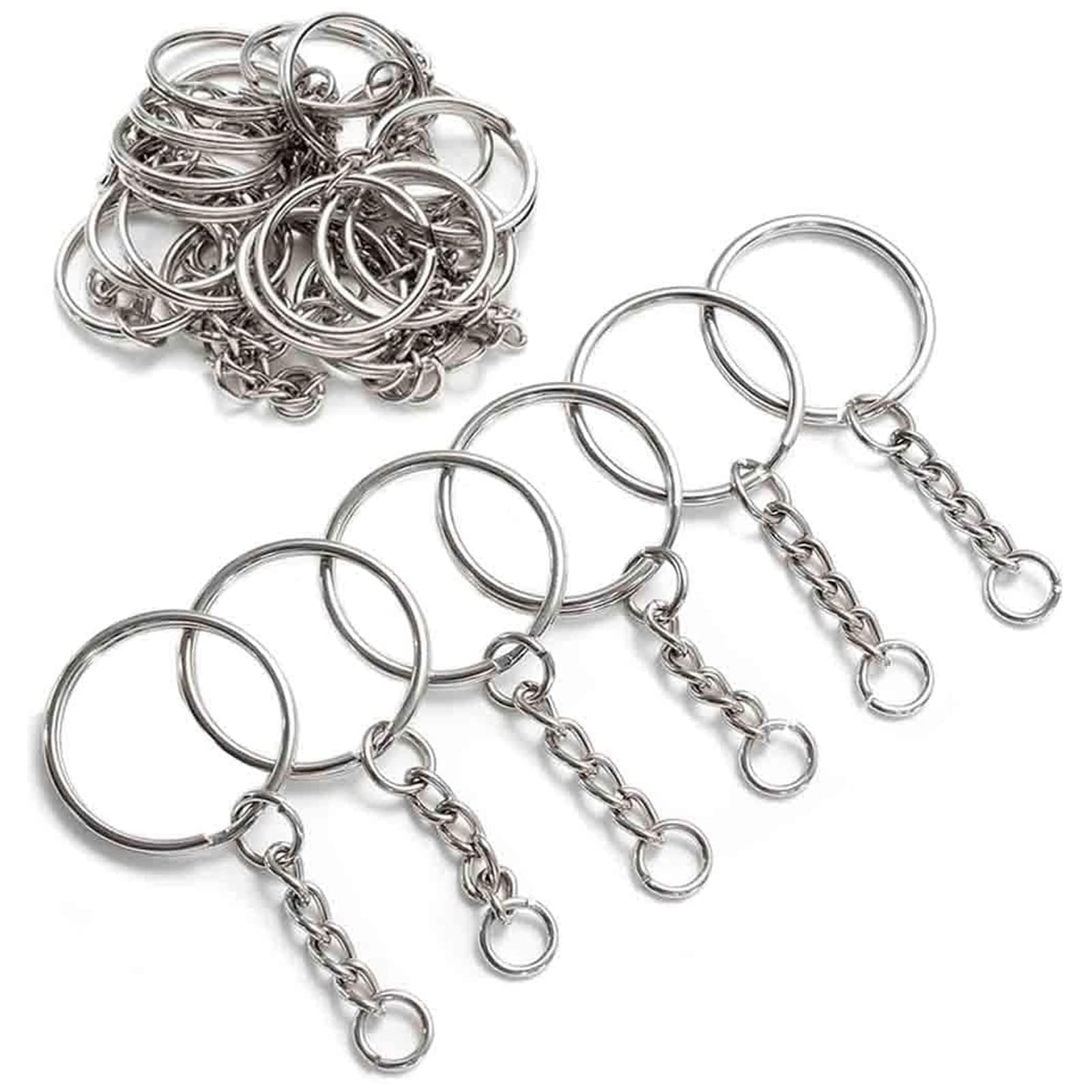 YHYZ Keychain Ring Set, Splits Key Ring Hoops with Chain + Jump Rings, for DIY Craft Tassels Resin Art Jewellery Making