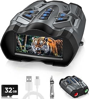 4K Night Vision Goggles, Upgrade Night Vision Binoculars with 5000mAh Battery Rechargeable Battery - 16X Digital NightVision 9 Gear Infrared with 32GB TF Card, 3.5" HD Binoculars Gift for Men, Dad