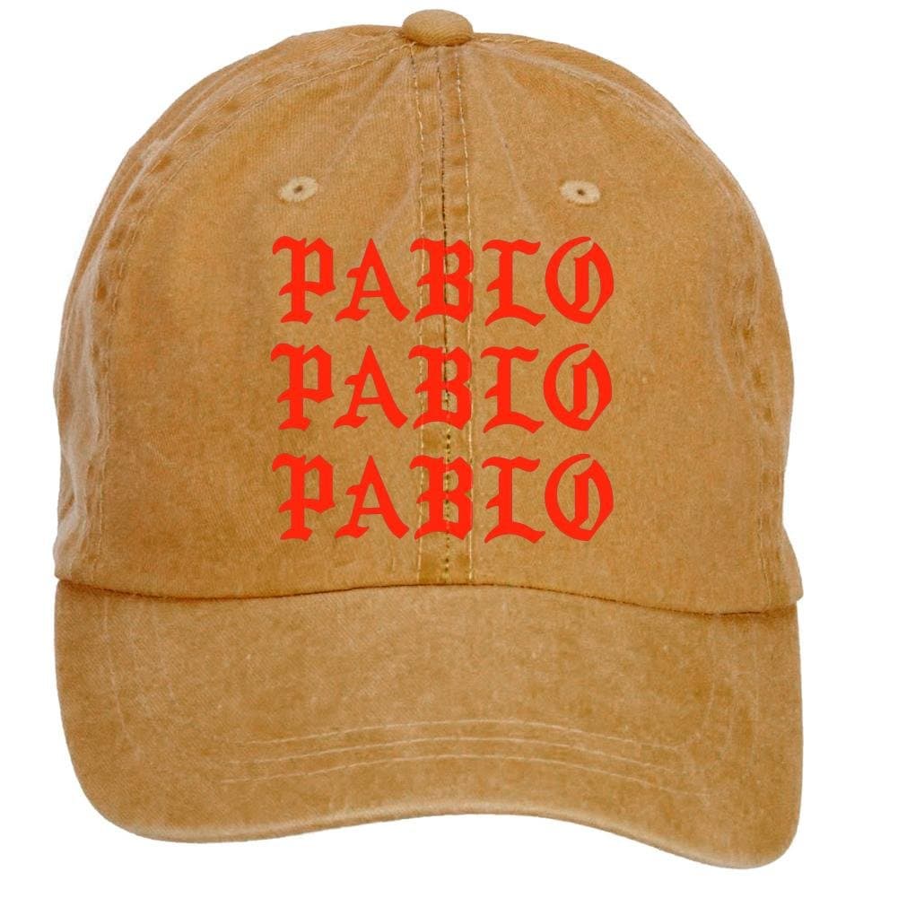 Adjustable Pablo Logo Printed Hats for Man Brown One Size