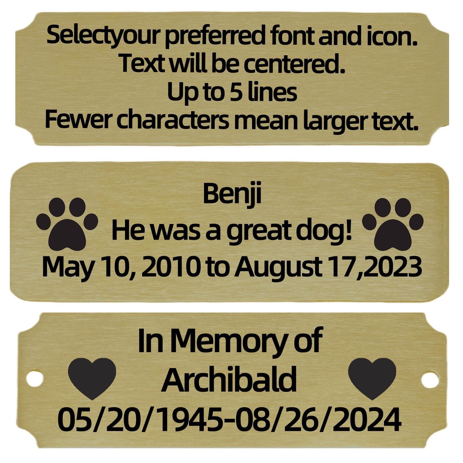 Custom Engraved Metal Name Plate,Personalized Name Plaque,Thickened Brushed Metal Custom Laser Engraving Plaques with Adhesive or Hole(with screws) 3“ x 1” (Brass, Small)