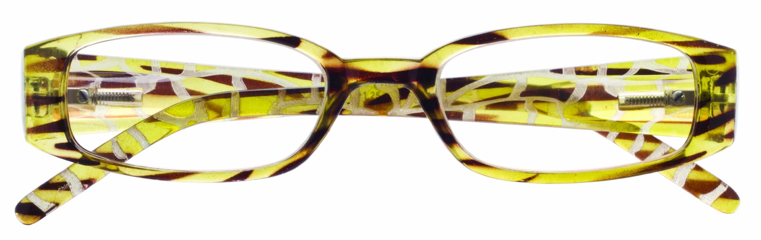 Zoom Eyeworks Plastic 3/4 Rectangle Reading Eyewear, 1.25, Green/Brown Giraffe
