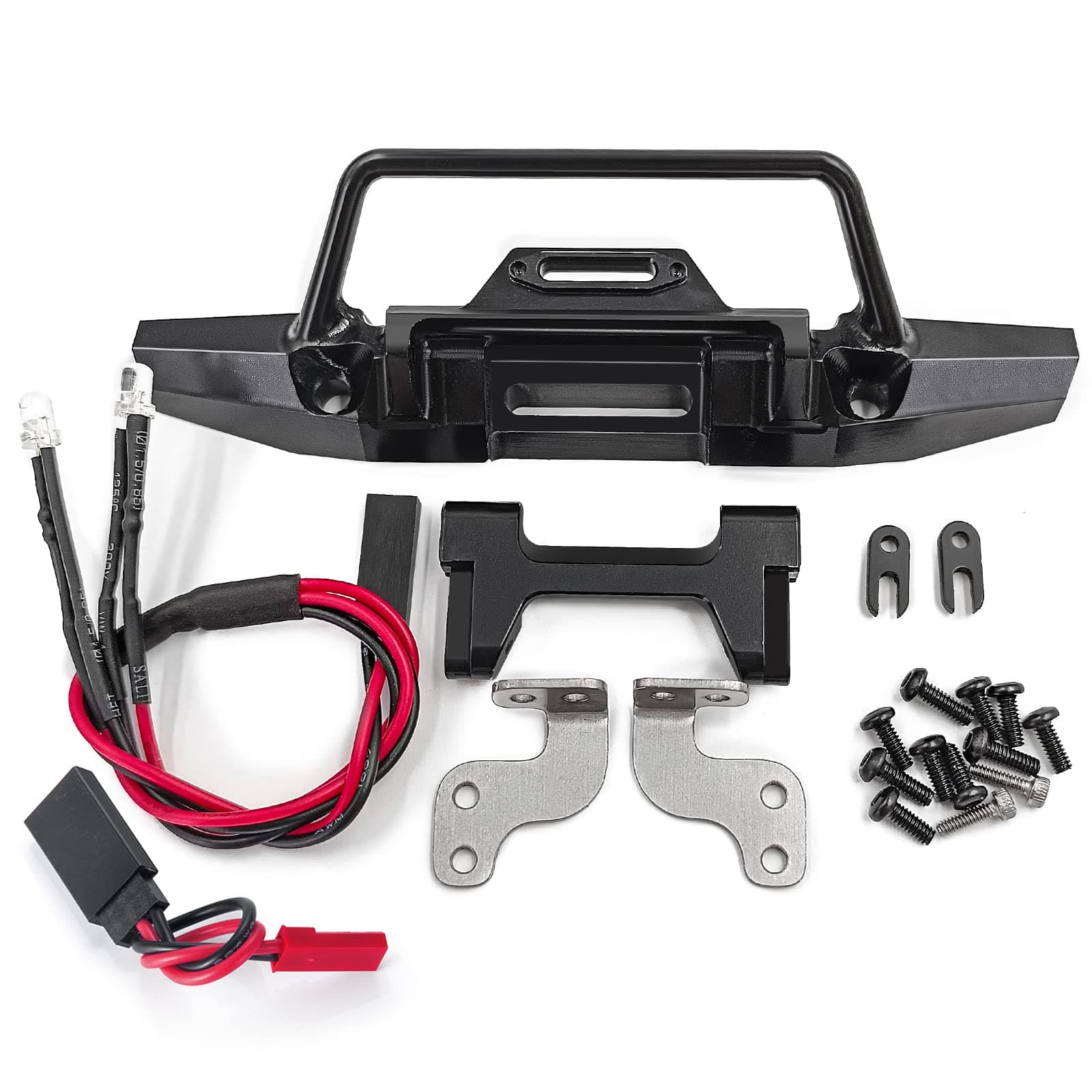AXSPEED Front Aluminium Bumper with LED Light for 1:18 TRX4-M TRX4M Upgrade Parts (Front Bumper)