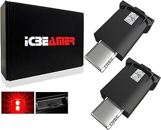 ICBEAMER Type C Adapters USB Ambient Light 2-Pack (Red) | Smart Interface, Miniature LED Night Lights for Car Interior, Trunk, Van, Pickup, Easy Plug-in, Ideal for Night Driving