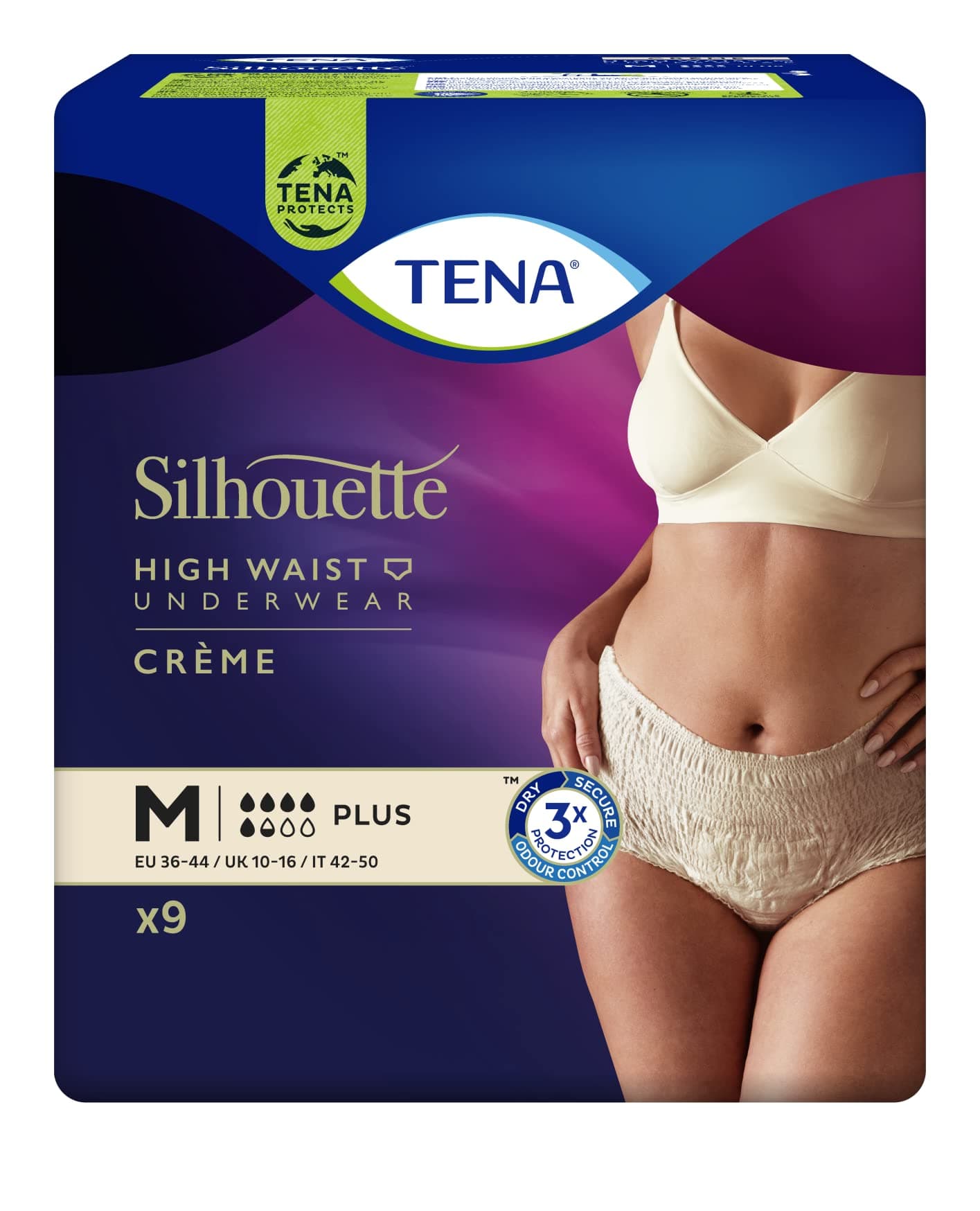 Tena Silhouette Plus Creme Incontinence Pants Medium, 9 Pack