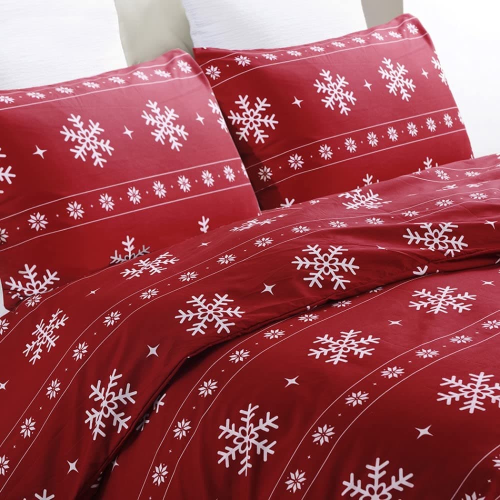 YEPINS Microfiber Duvet Cover Set (Red, King)