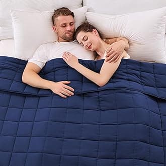 yescool King Size Weighted Blanket for Adults (25 lbs, 80” x 87”, Blue) Cooling Heavy Blanket for Sleeping Perfect for 240-260 lbs, Breathable Blanket for Adults & Couple All Season, Machine Washable