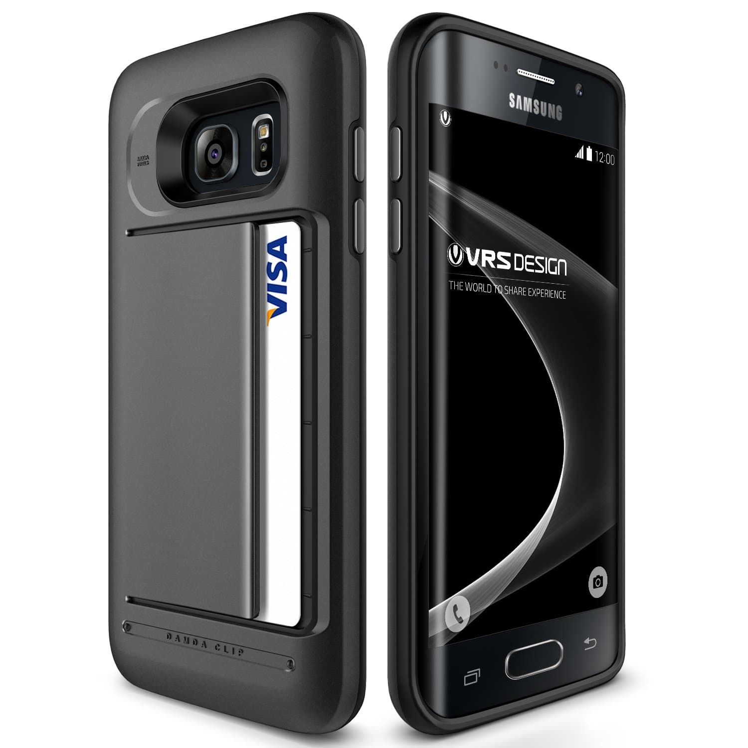 Galaxy S7 Edge Case, VRS Design [Damda Clip][Dark Silver] - [Wallet Card Slot][Military Grade Protection] for Samsung S7 Edge